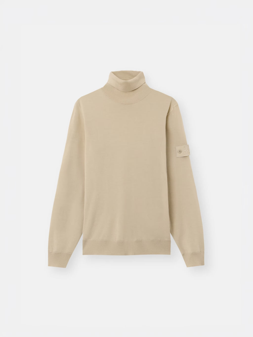 Stone Island Ghost Light Pure RWS Wool Turtleneck Jumper in Beige