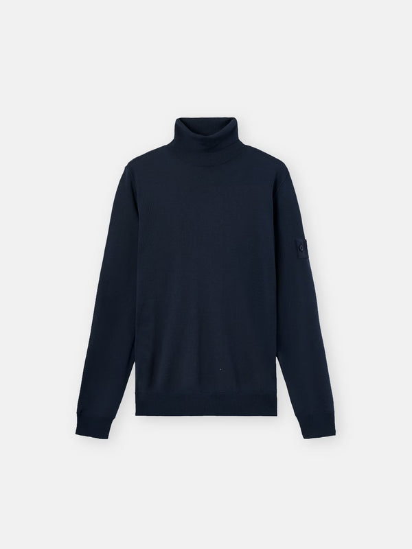 Stone Island Ghost Light Pure RWS Wool Turtleneck Jumper in Navy