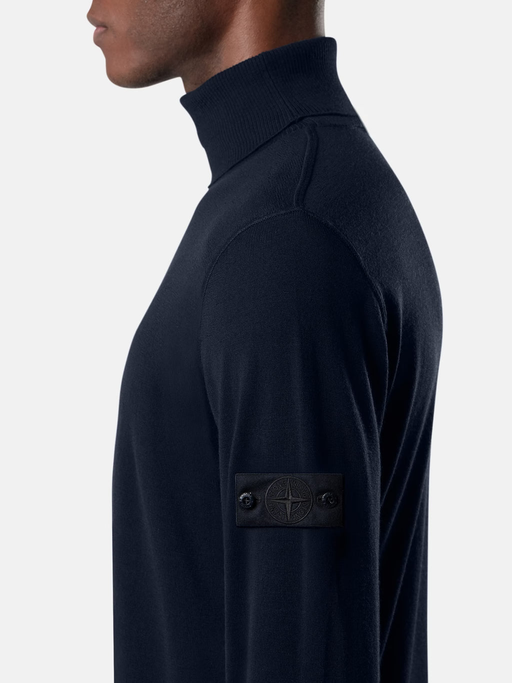 Stone Island Ghost Light Pure RWS Wool Turtleneck Jumper in Navy
