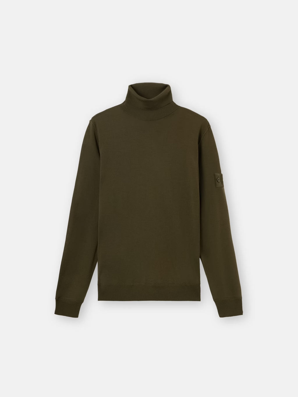 Stone Island Ghost Light Pure RWS Wool Turtleneck Jumper in Military Green