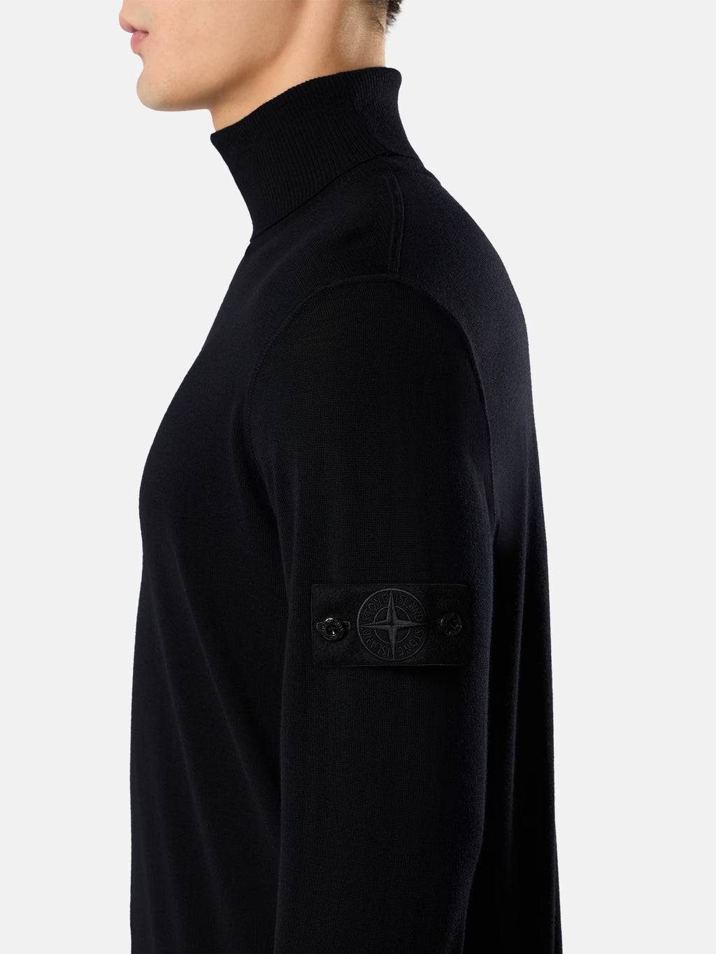 Stone Island Ghost Light Pure RWS Wool Turtleneck Jumper in Black