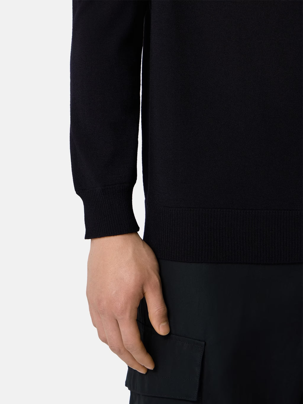 Stone Island Ghost Light Pure RWS Wool Turtleneck Jumper in Black