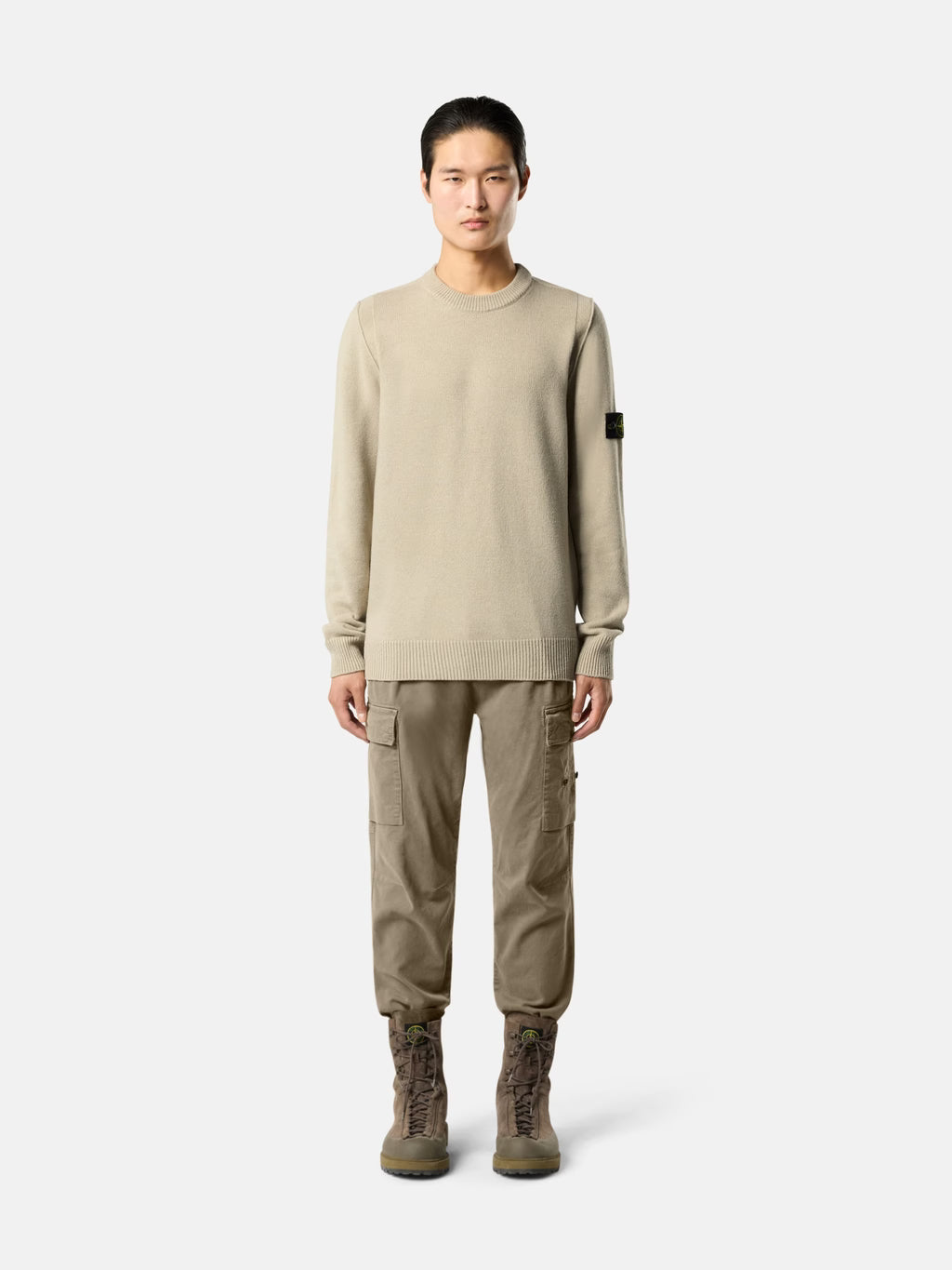 Stone Island Lambswool Crewneck Jumper in Sand