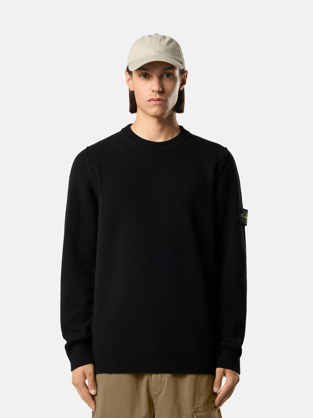 Stone Island Lambswool Crewneck Jumper in Black