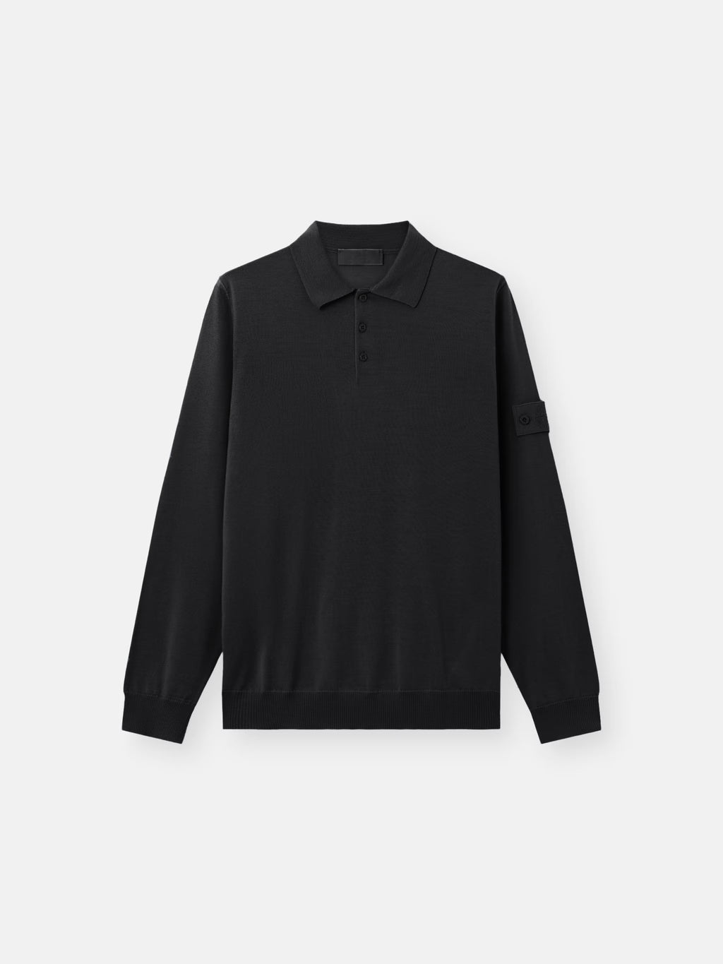 Stone Island Light Pure RWS Wool Ghost Polo Jumper in Black