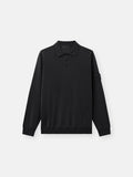 Stone Island Light Pure RWS Wool Ghost Polo Jumper in Black