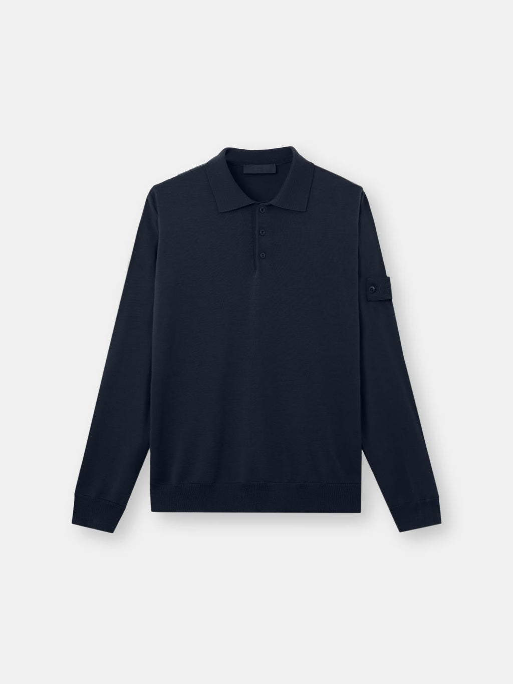 Stone Island Light Pure RWS Wool Ghost Polo Jumper in Navy
