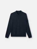 Stone Island Light Pure RWS Wool Ghost Polo Jumper in Navy