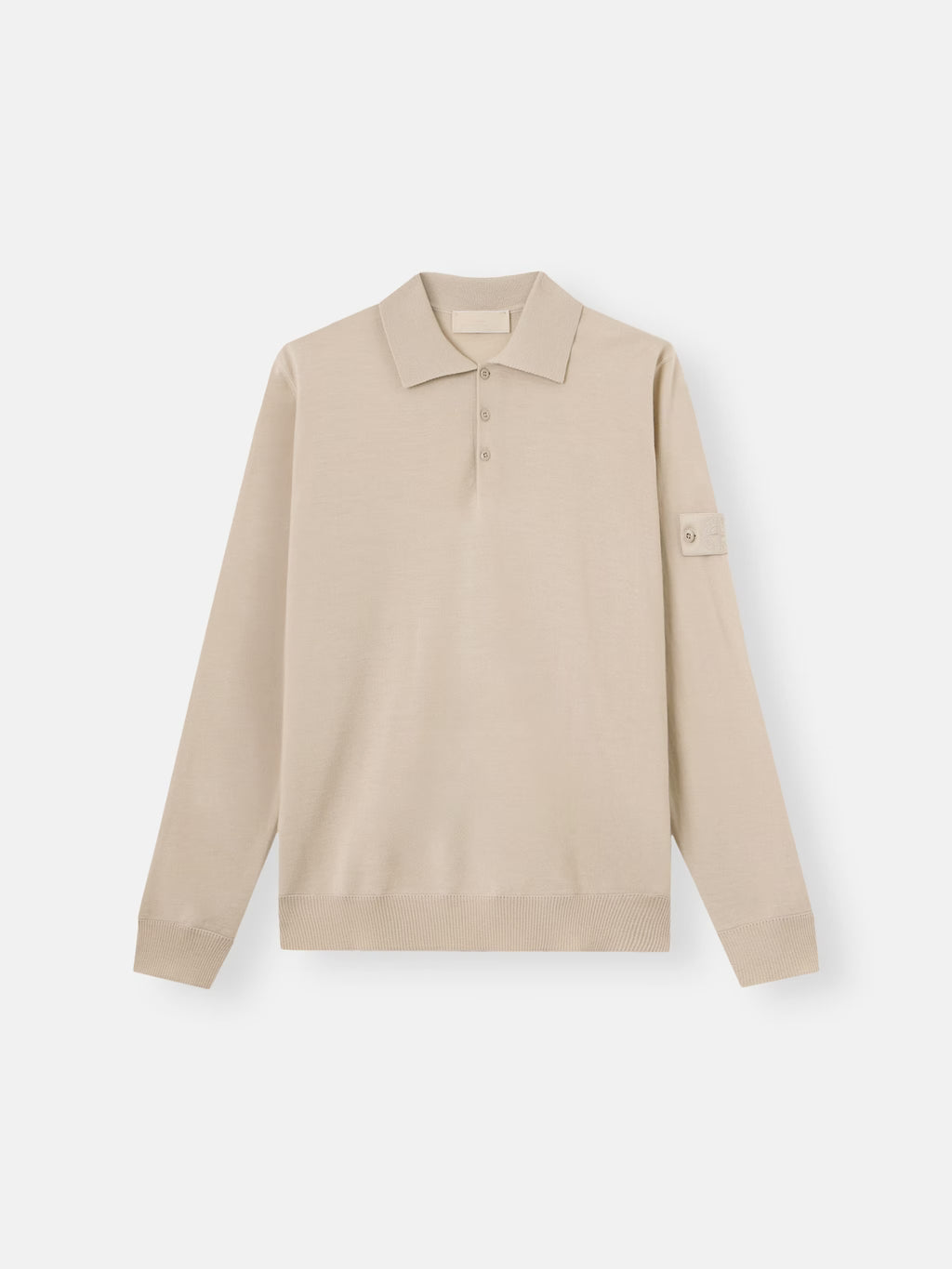 Stone Island Light Pure RWS Wool Ghost Polo Jumper in Beige