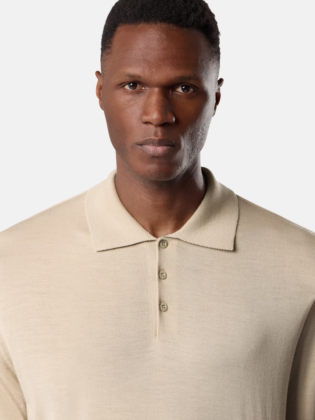 Stone Island Light Pure RWS Wool Ghost Polo Jumper in Beige