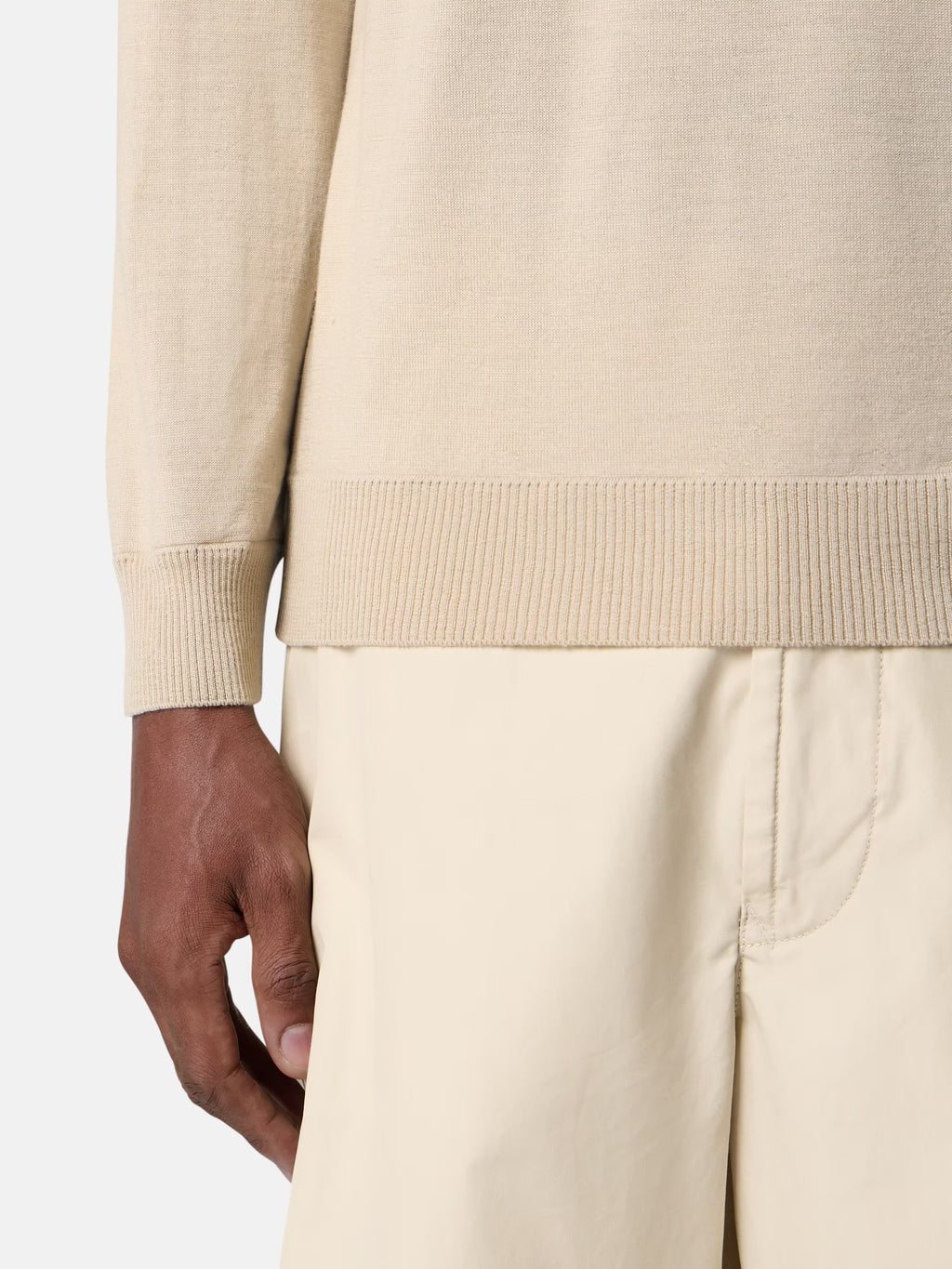 Stone Island Light Pure RWS Wool Ghost Polo Jumper in Beige