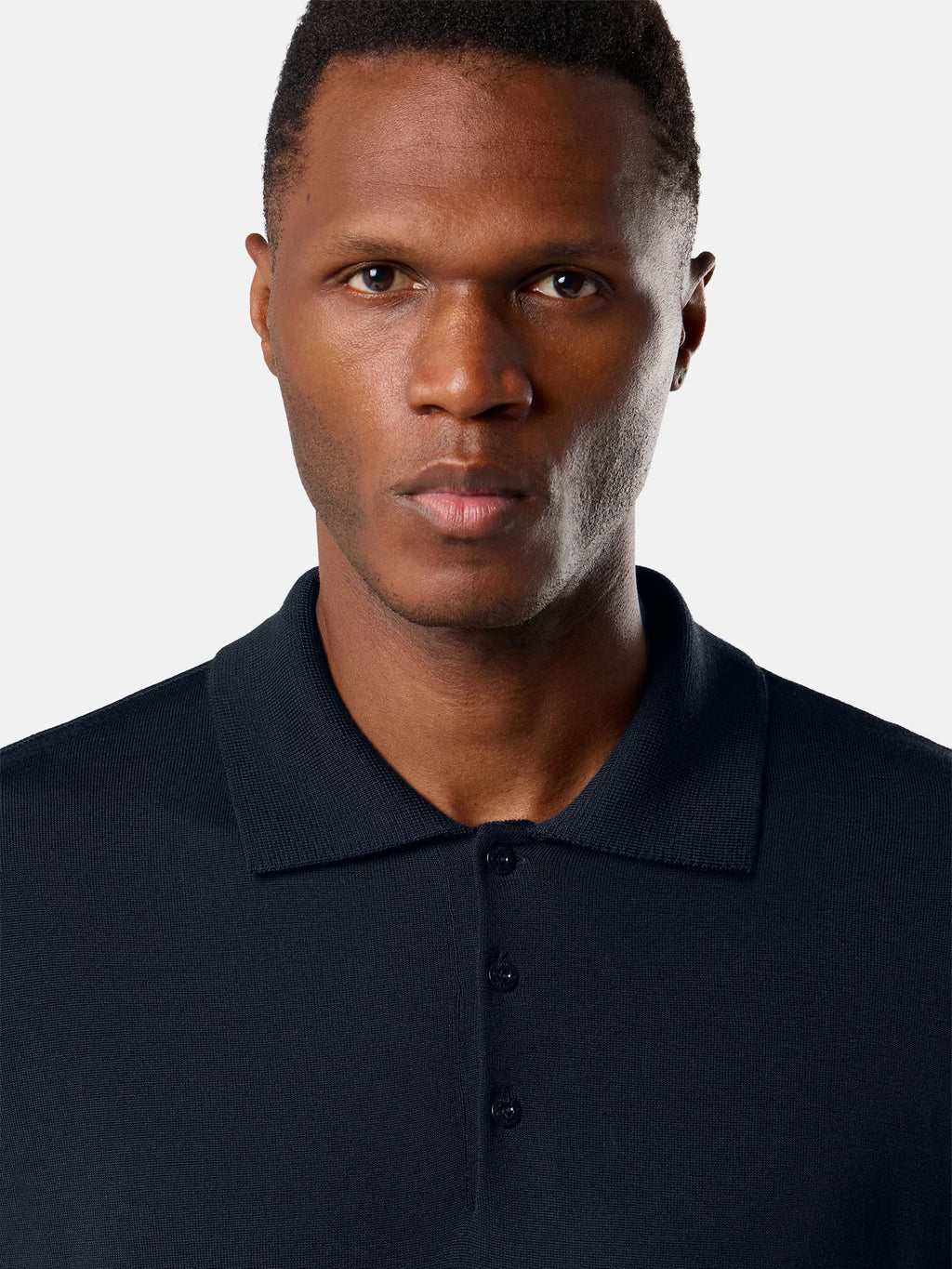 Stone Island Light Pure RWS Wool Ghost Polo Jumper in Navy