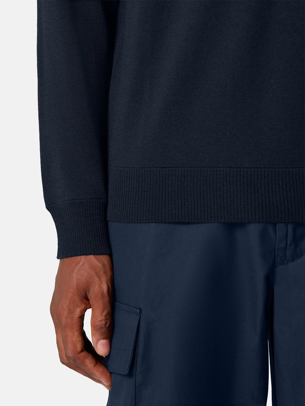 Stone Island Light Pure RWS Wool Ghost Polo Jumper in Navy