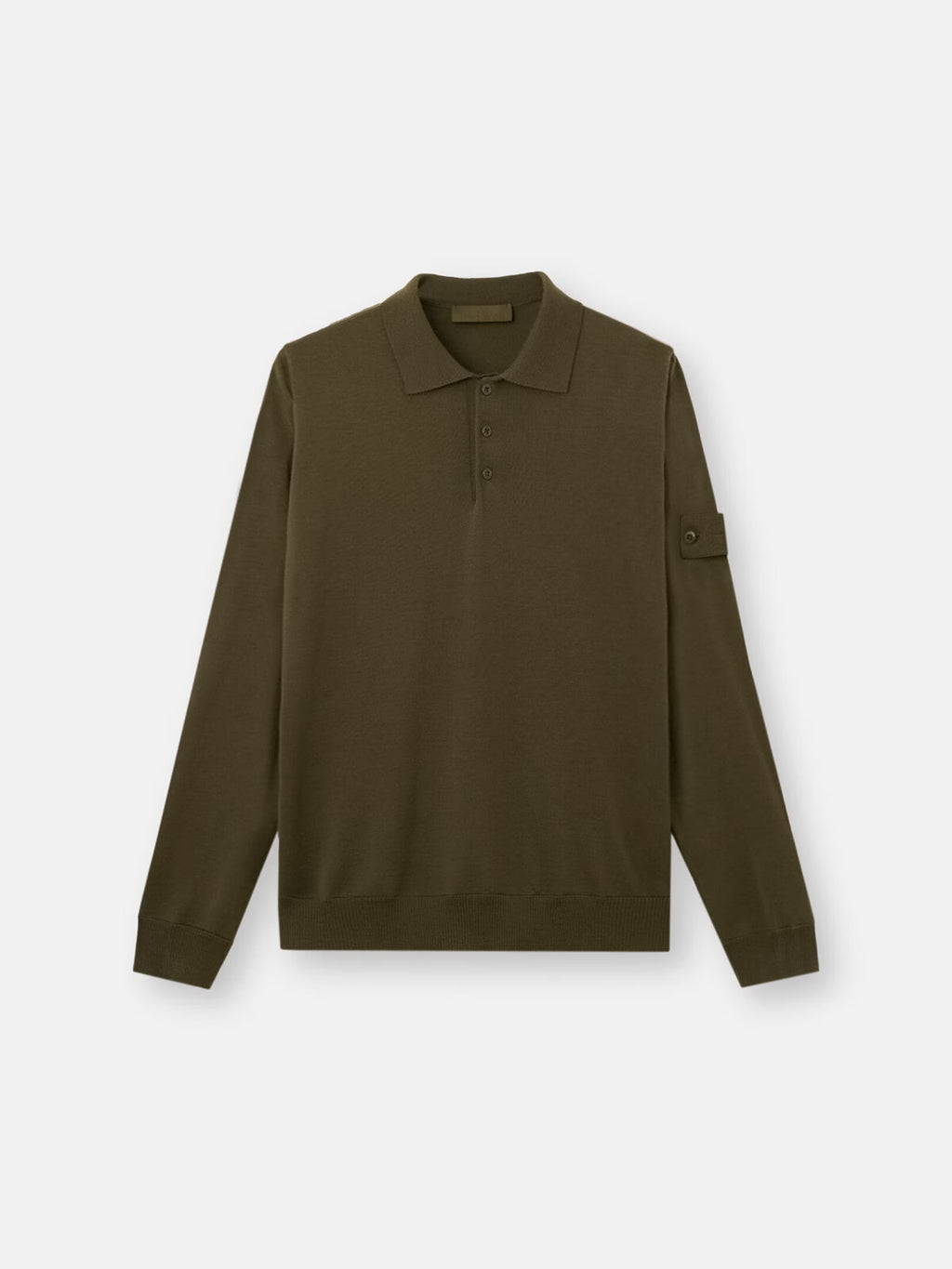 Stone Island Light Pure RWS Wool Ghost Polo Jumper in Military Green