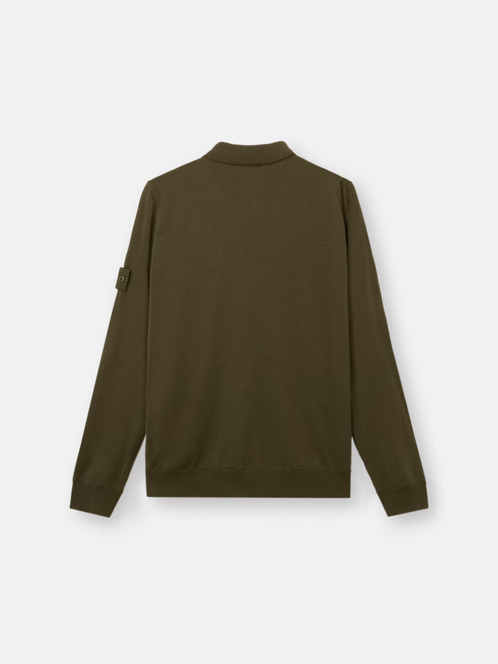 Stone Island Light Pure RWS Wool Ghost Polo Jumper in Military Green