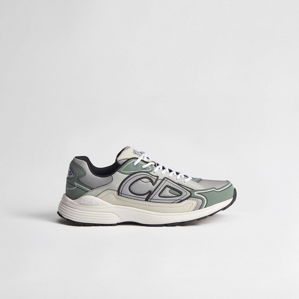 Dior B30 Countdown Sneaker in Gray Technical Mesh with Cedar Green, Gray and Cream Technical Fabric