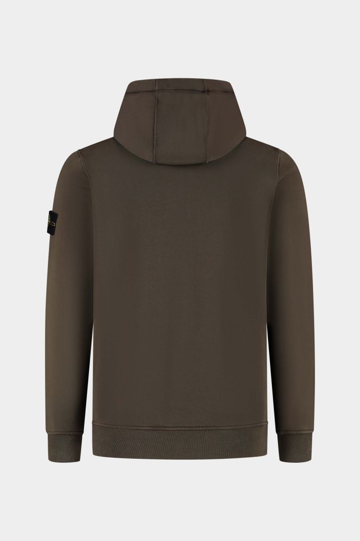 Stone Island Organic Cotton Fleece Pullover Hoodie in Coal Grey