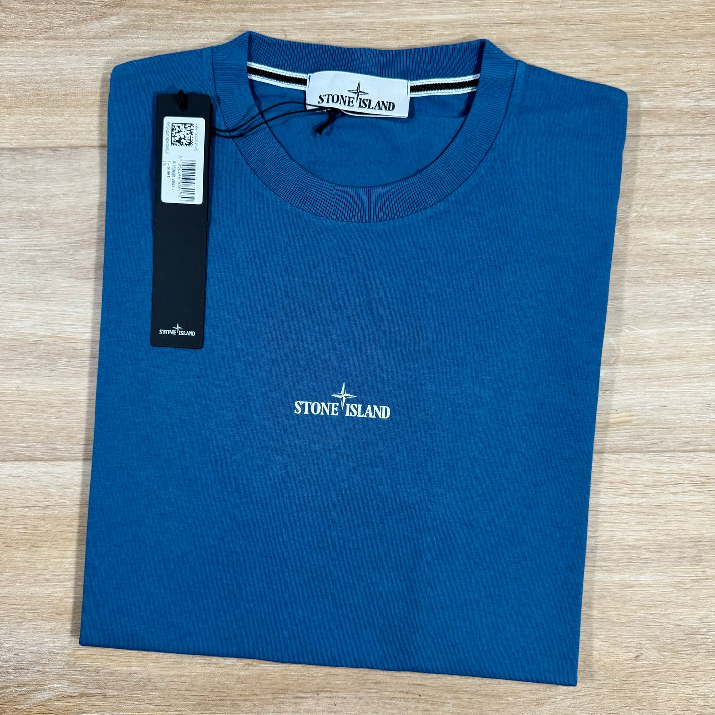 Stone Island Reverse Graphic Logo T-Shirt in Avio Blue