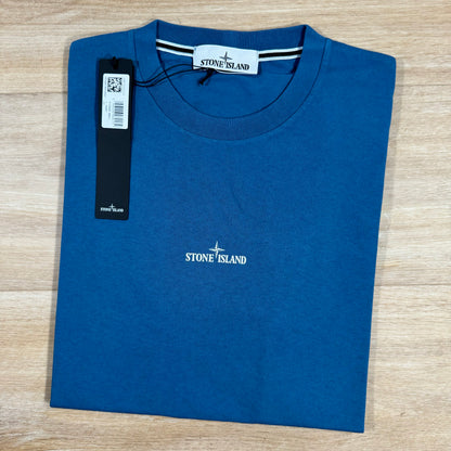 Stone Island Reverse Graphic Logo T-Shirt in Avio Blue