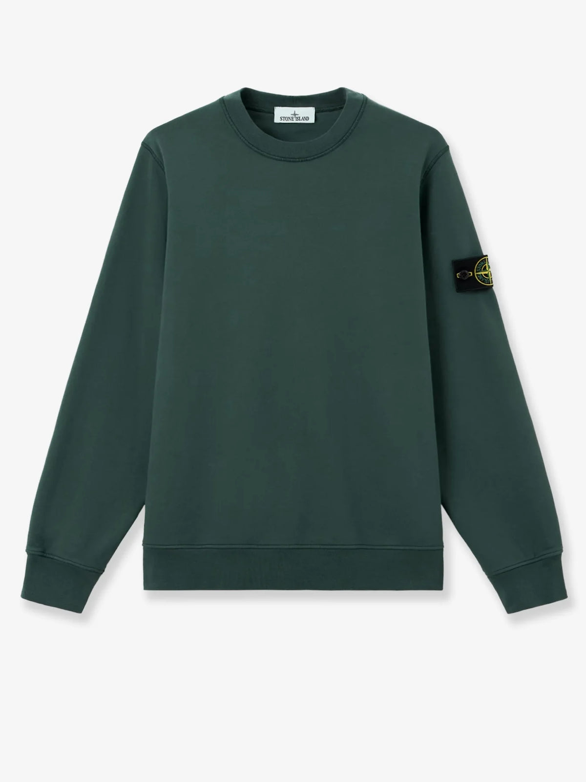Stone Island Organic Cotton Fleece Crewneck Sweatshirt in Dark Green