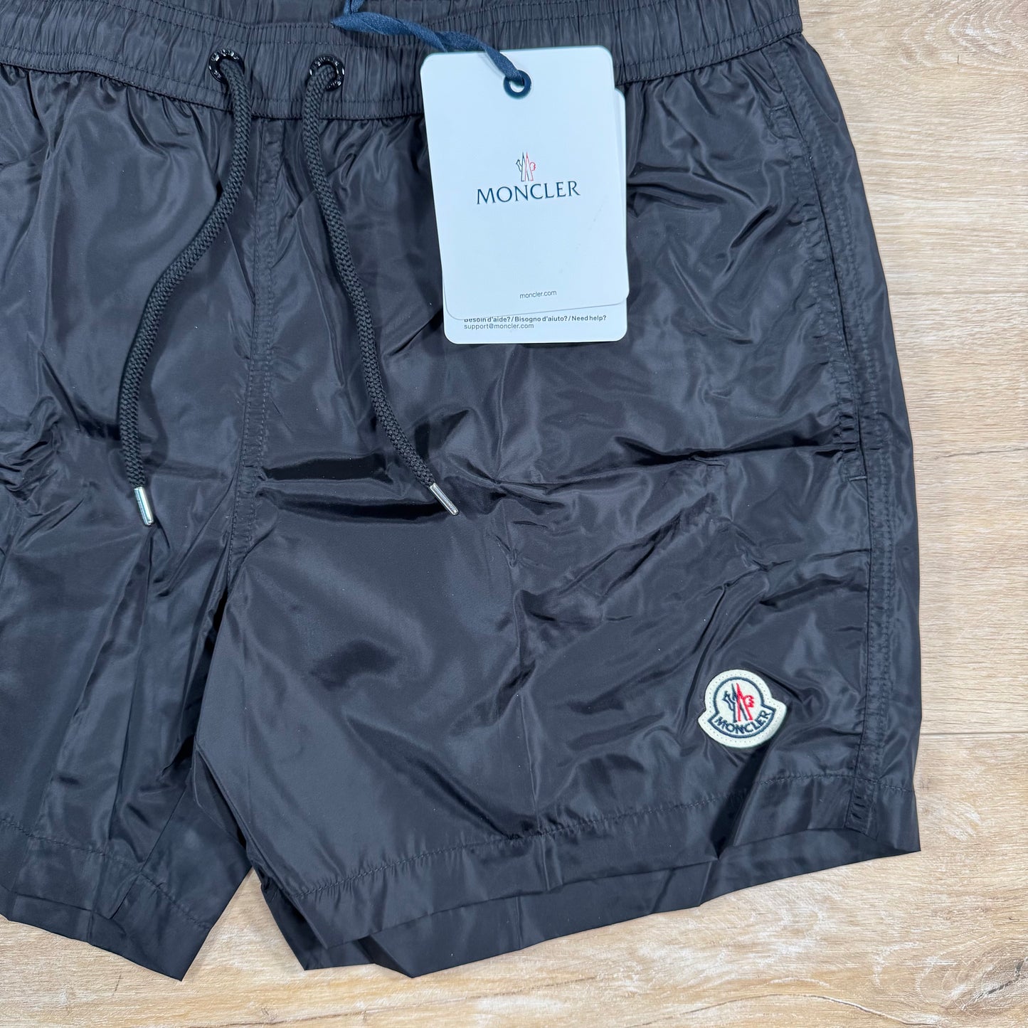 Moncler Logo Patch Swim Shorts in Black