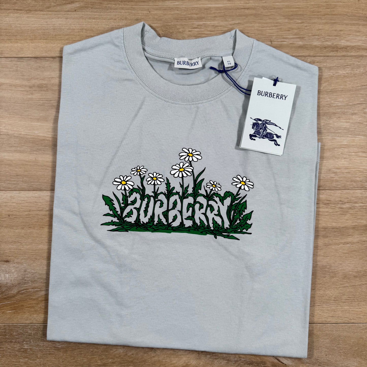 Burberry Daisy Logo Cotton T-Shirt in Winter Grey