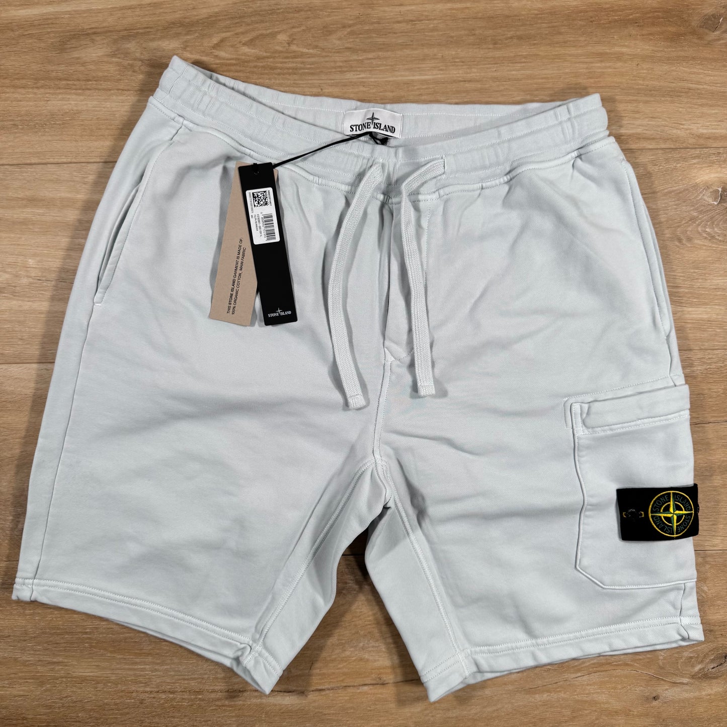 Stone Island Organic Cotton Fleece Shorts in Sky Blue