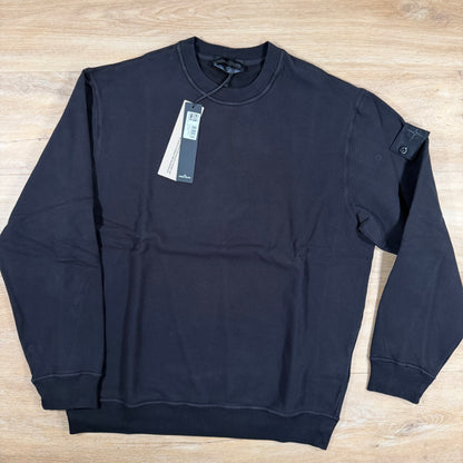Stone Island Ghost Stretch Cotton Fleece Crewneck Sweatshirt in Black