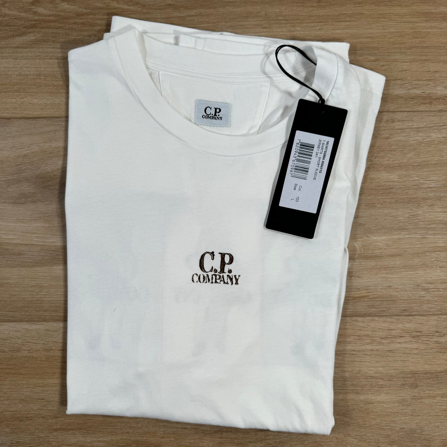 C.P. Company 24/1 Jersey Artisanal Three Cards T-Shirt in White