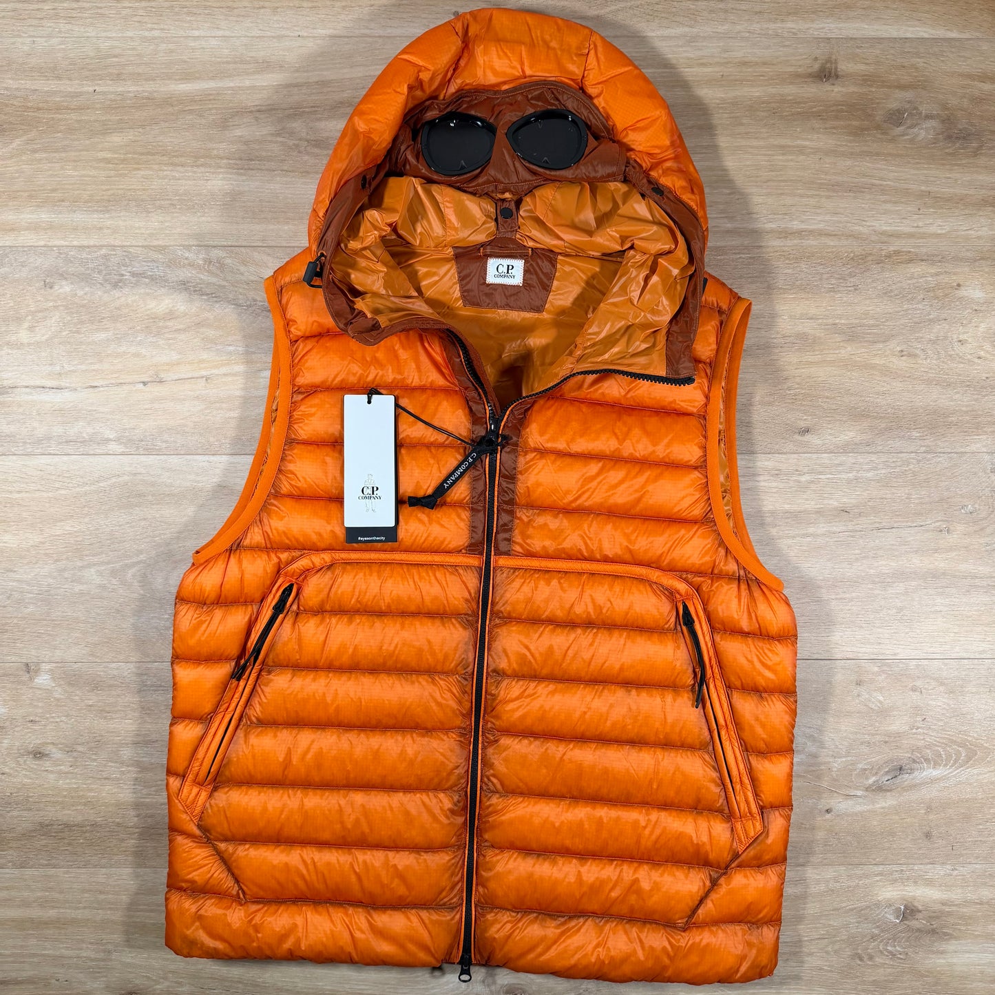 C.P. Company D.D. Shell Goggle Down Gilet in Russet Orange