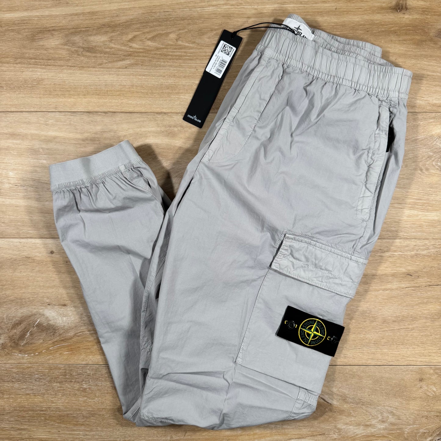 Stone Island Stretch Cotton Tela Cargo Pants in Pearl Grey