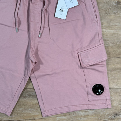 C.P. Company Light Fleece Cargo Lens Shorts in Misty Rose - Pink