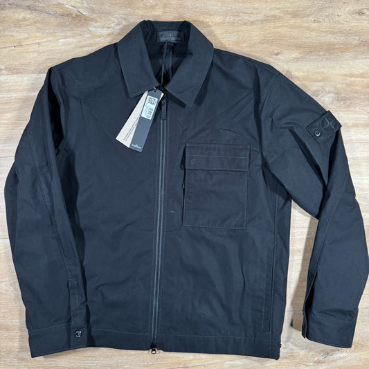 Stone Island Ghost Weatherproof Cotton Canvas Overshirt in Black