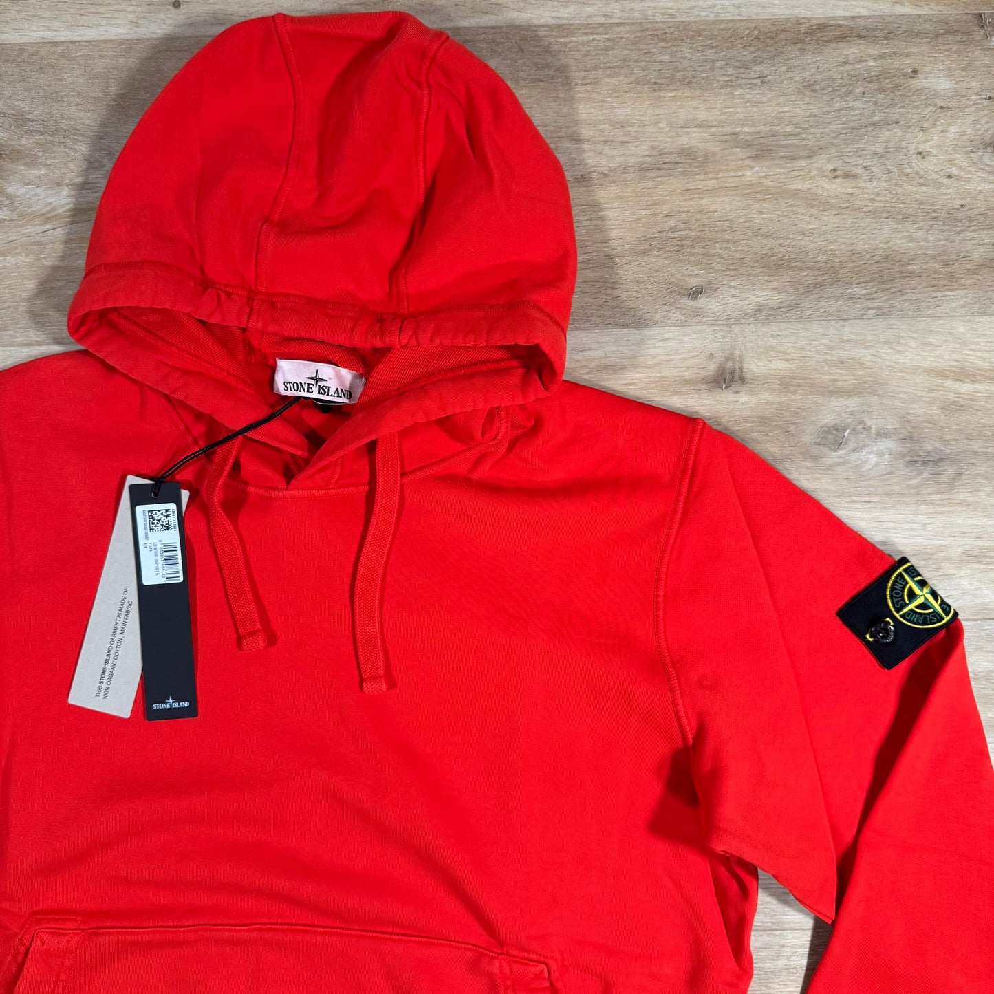 Stone Island Organic Cotton Fleece Pullover Hoodie in Scarlet Red