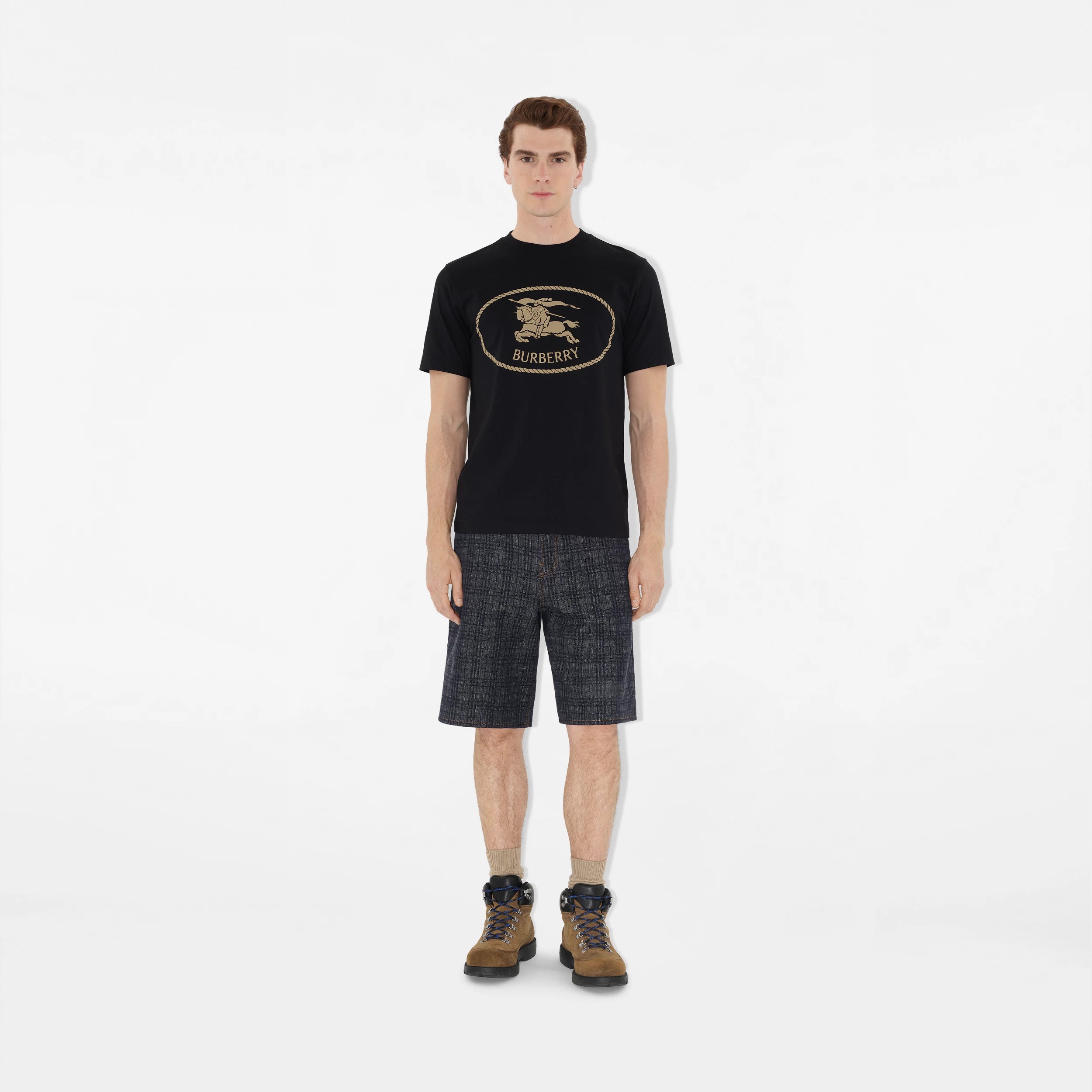 Burberry Knight Stamp Cotton T-Shirt in Black