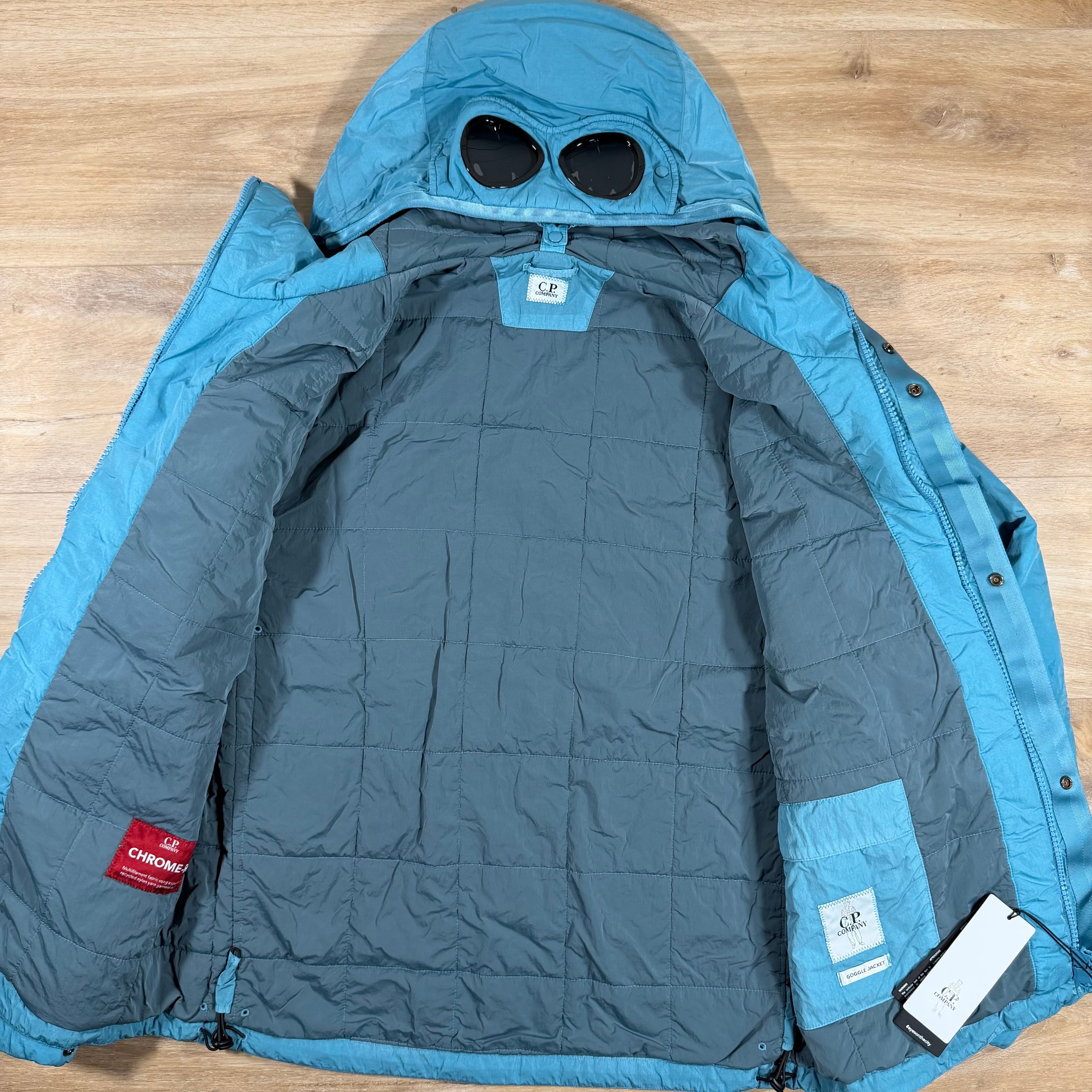 C.P. Company Chrome-R Padded Goggle Jacket in Aegean Blue