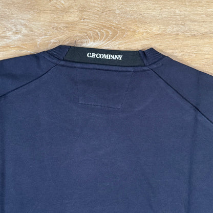 C.P. Company Diagonal Raised Fleece Crewneck Lens Sweatshirt in Navy