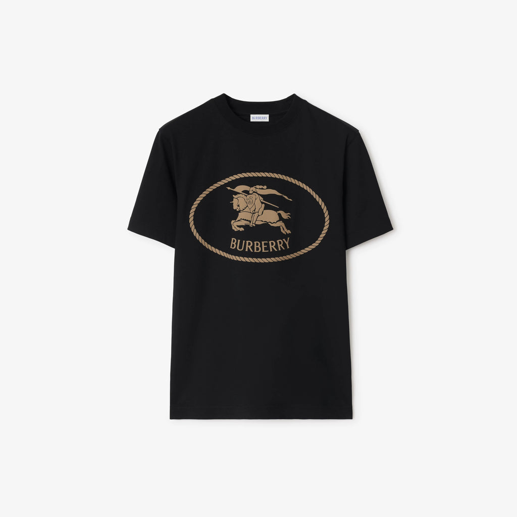 Burberry Knight Stamp Cotton T-Shirt in Black