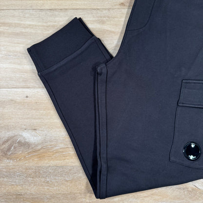 C.P. Company Diagonal Raised Fleece Lens Sweatpants in Black