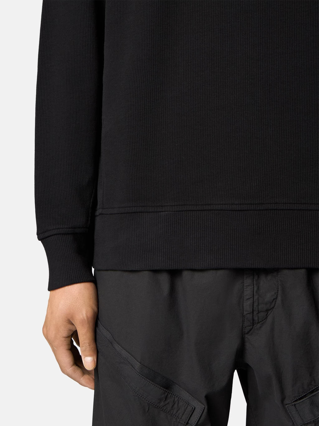 Stone Island Organic Cotton Interlock Crewneck Sweatshirt in Black