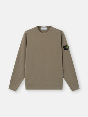 Stone Island Organic Cotton Interlock Crewneck Sweatshirt in Military Green