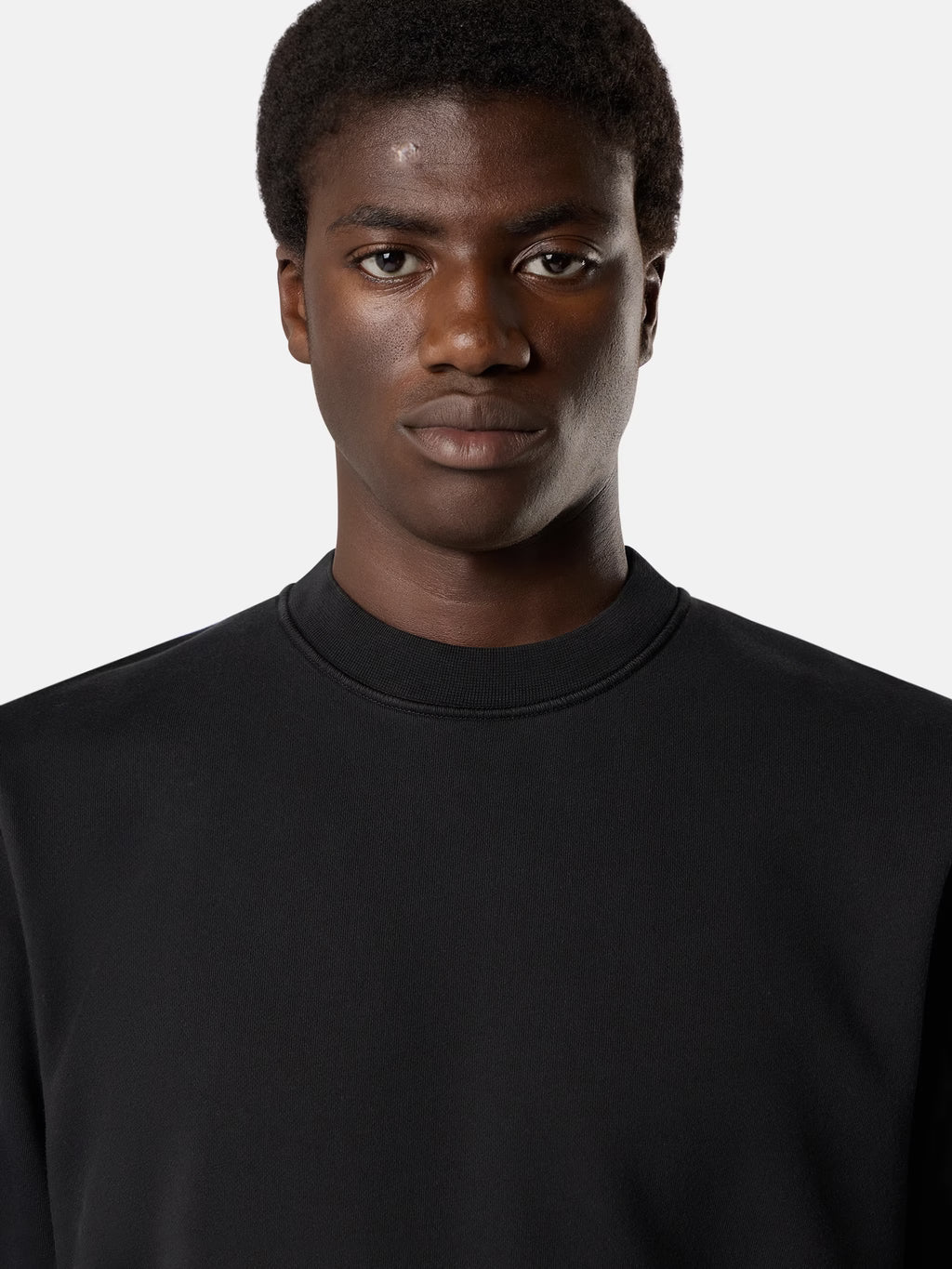 Stone Island Organic Cotton Fleece Crewneck Sweatshirt in Black