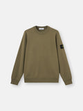 Stone Island Organic Cotton Fleece Crewneck Sweatshirt in Military Green