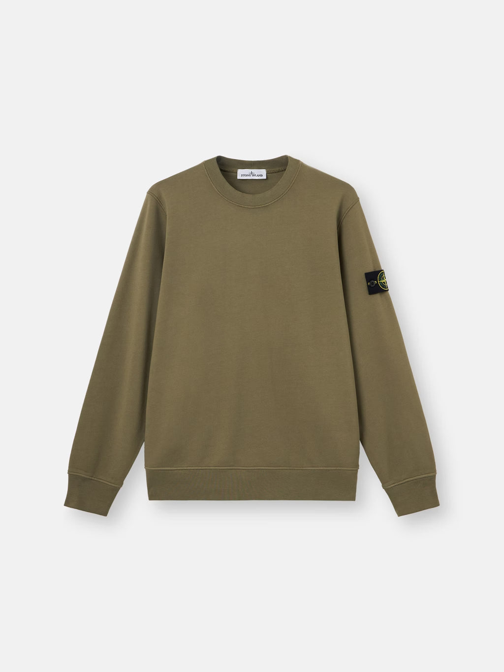 Stone Island Organic Cotton Fleece Crewneck Sweatshirt in Military Green