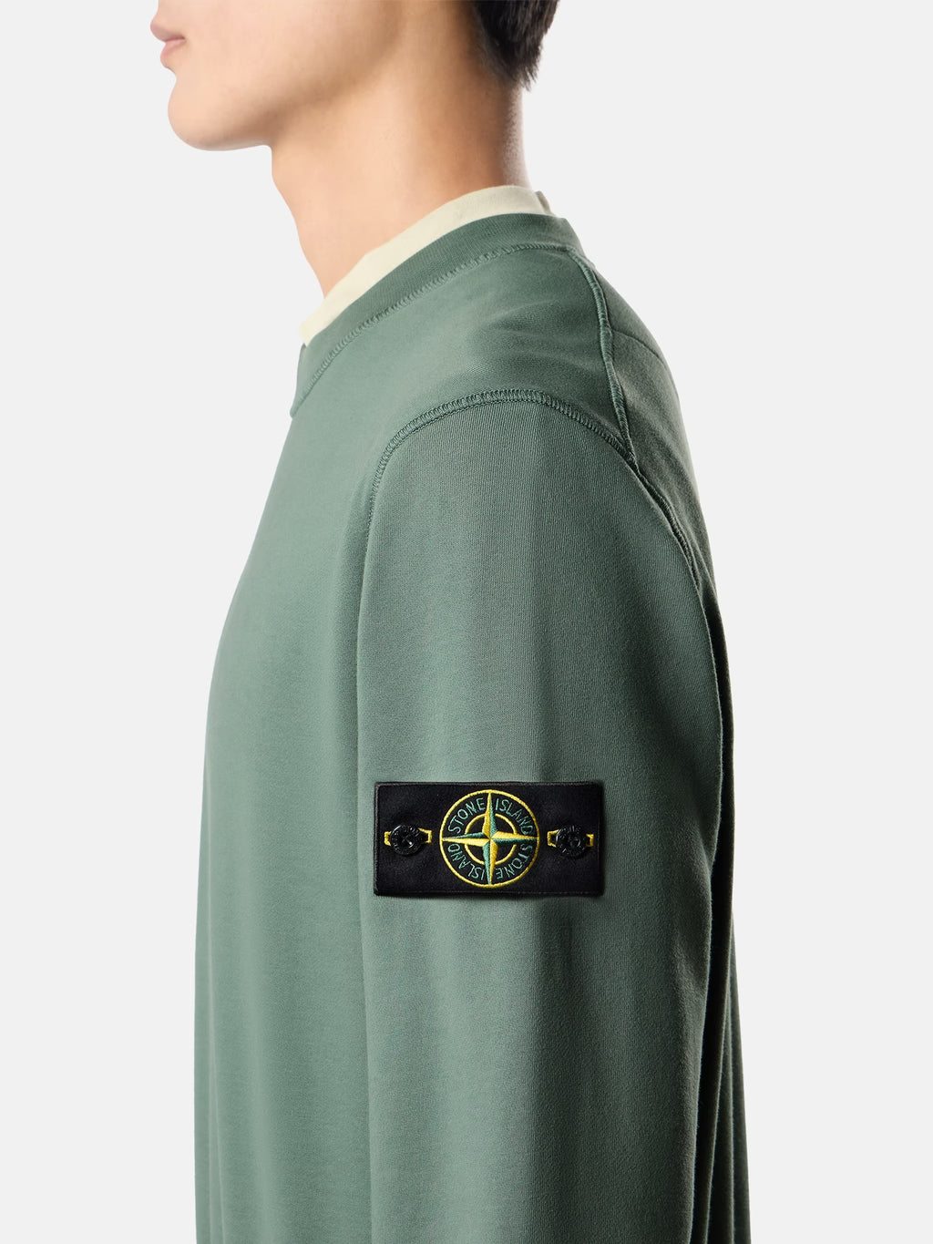 Stone Island Organic Cotton Fleece Crewneck Sweatshirt in Ocean Green