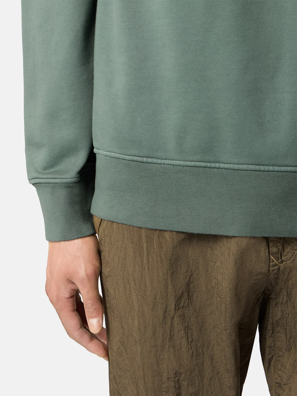 Stone Island Organic Cotton Fleece Crewneck Sweatshirt in Ocean Green