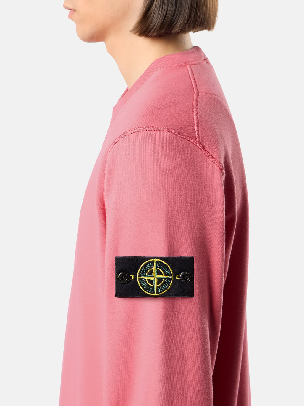 Stone Island Organic Cotton Fleece Crewneck Sweatshirt in Geranium - Pink