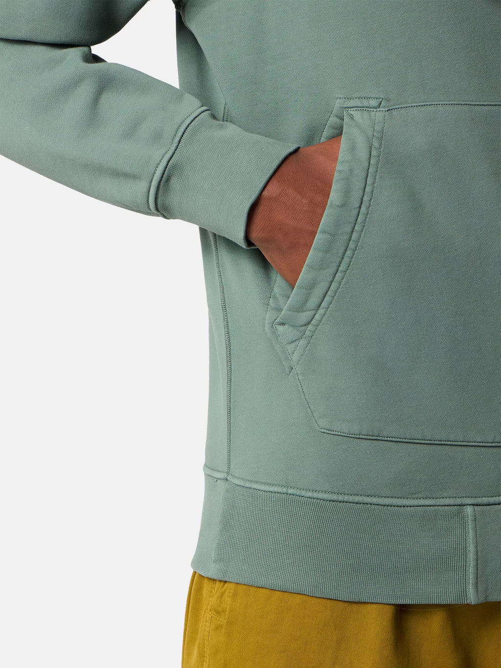 Stone Island Organic Cotton Fleece Zip-Up Hoodie in Ocean Green