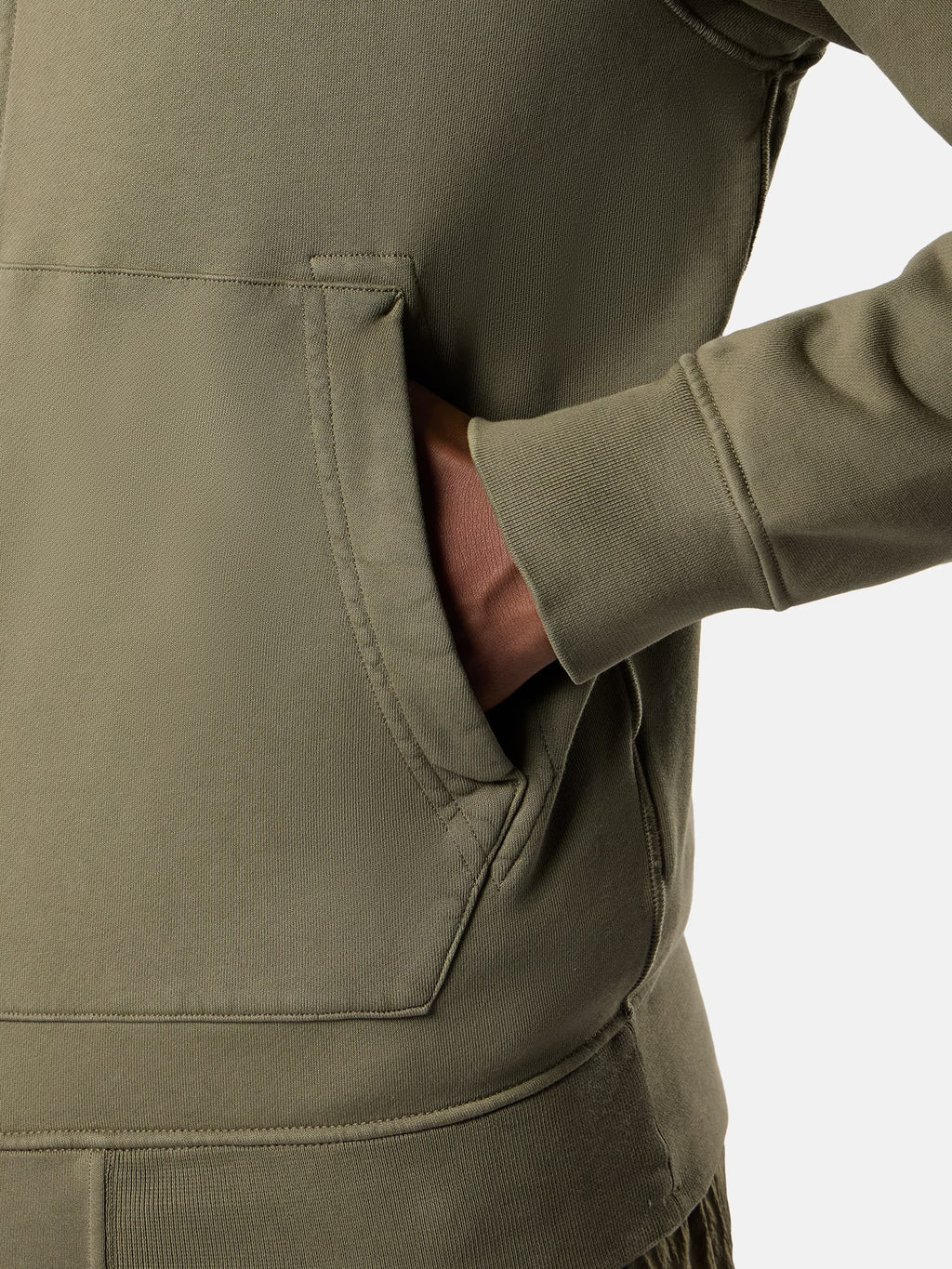 Stone Island Organic Cotton Fleece Zip-Up Hoodie in Military Green
