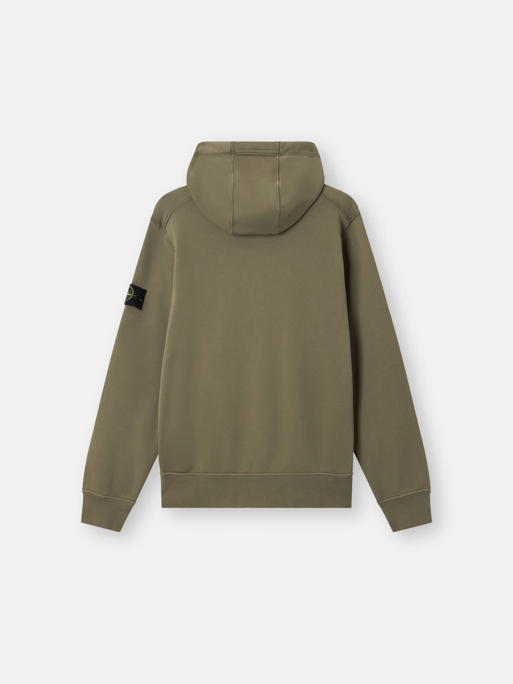 Stone Island Organic Cotton Fleece Zip-Up Hoodie in Military Green